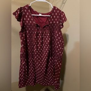 Old Navy size large, maroon w/ small white detailing